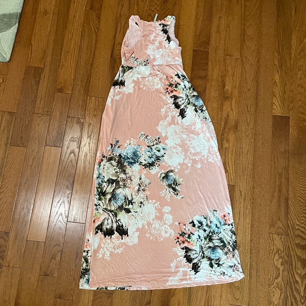 Light Pink Floral Maxi Dress Bellamie Women Size XS